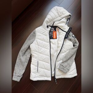 Superdry White Quilted Jacket with Black Accents